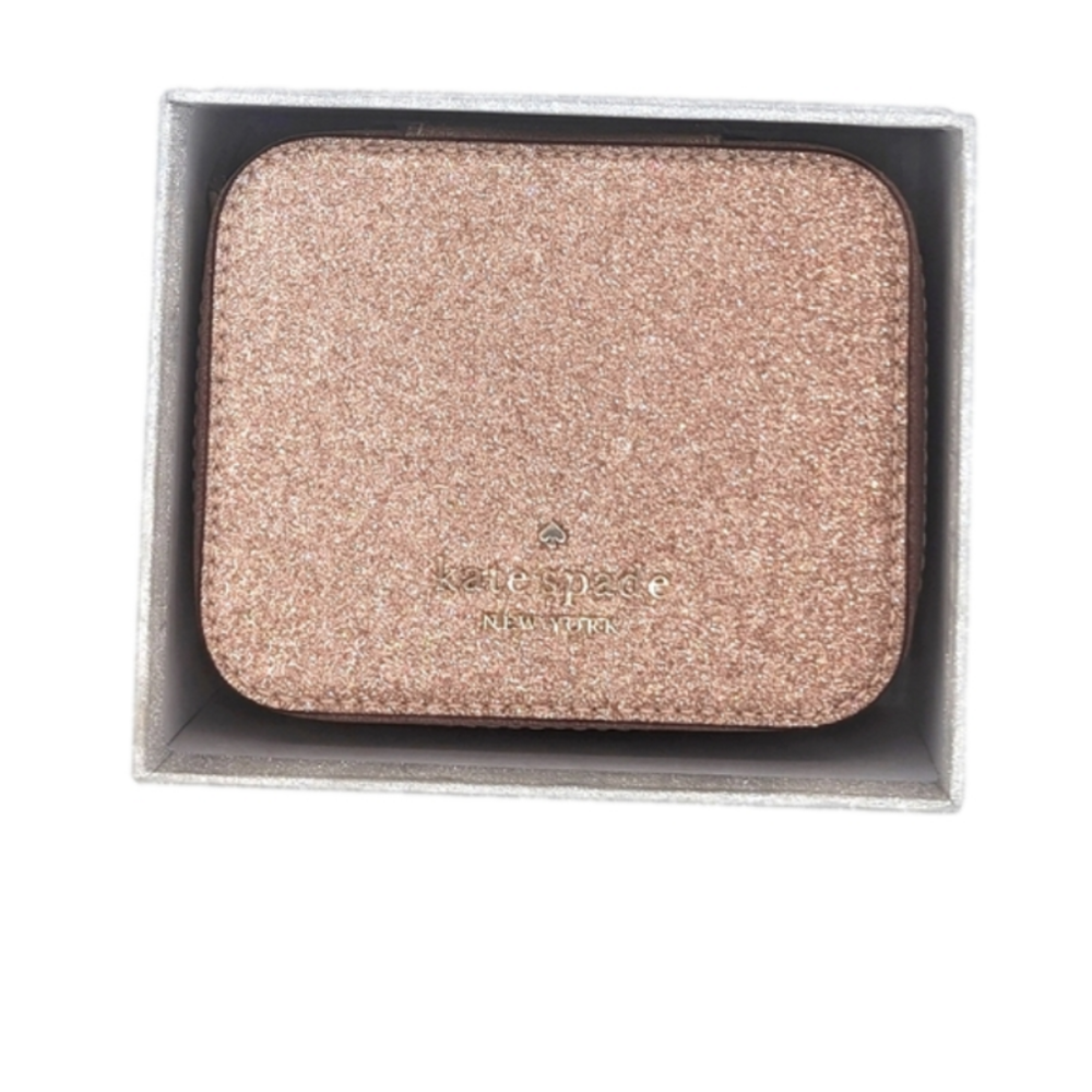 Kate Spade Glitter Tinsel Jewelry Case Jewelry Box Rose Gold